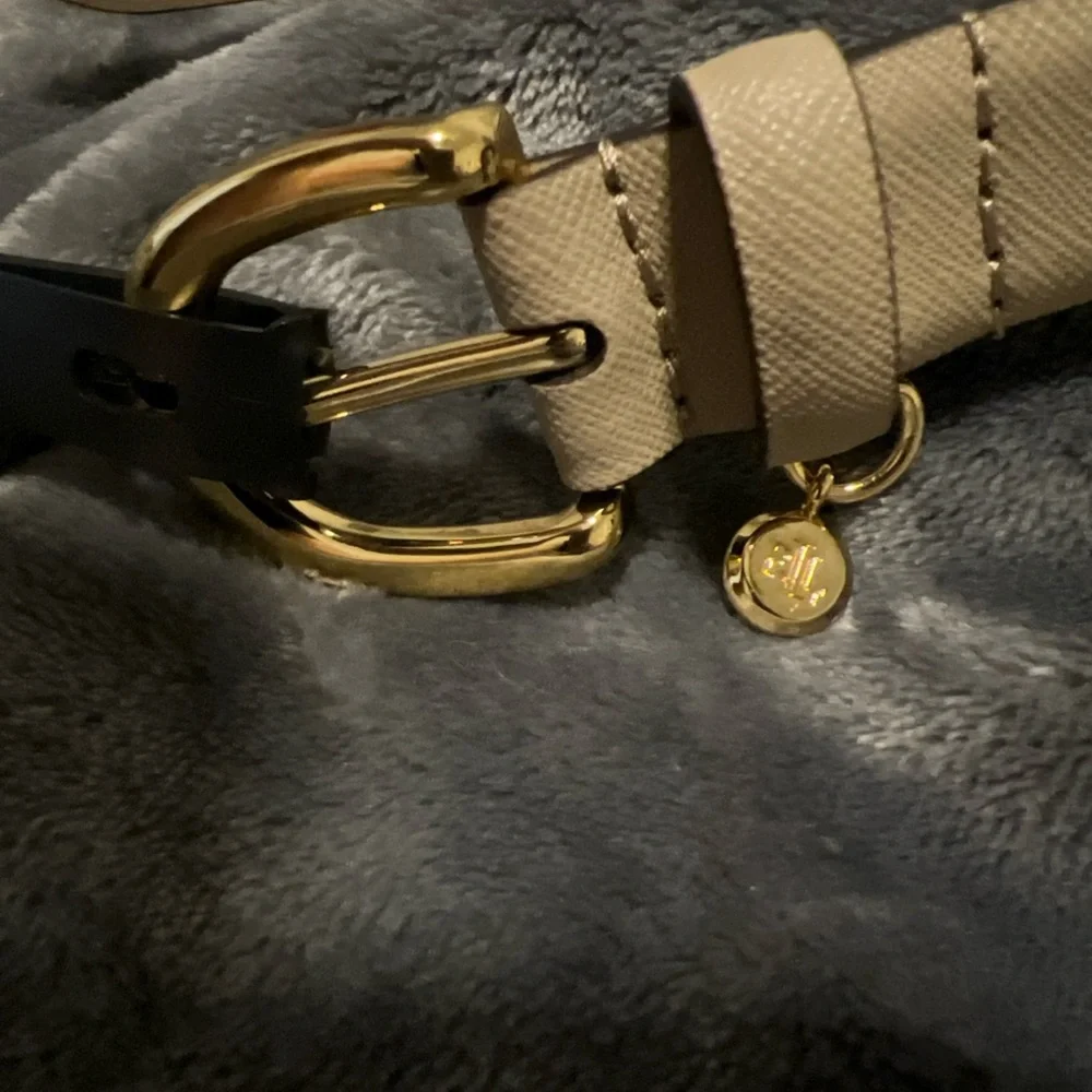LAUREN RALPH LAUREN Crosstitch Leather Belt w/ Charm Size Medium or Large NWT